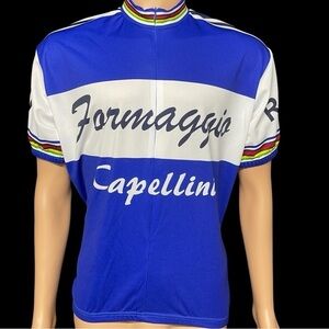 Formaggio Capellini World Jerseys Men’s Blue White XL Cycling Jersey in EUC